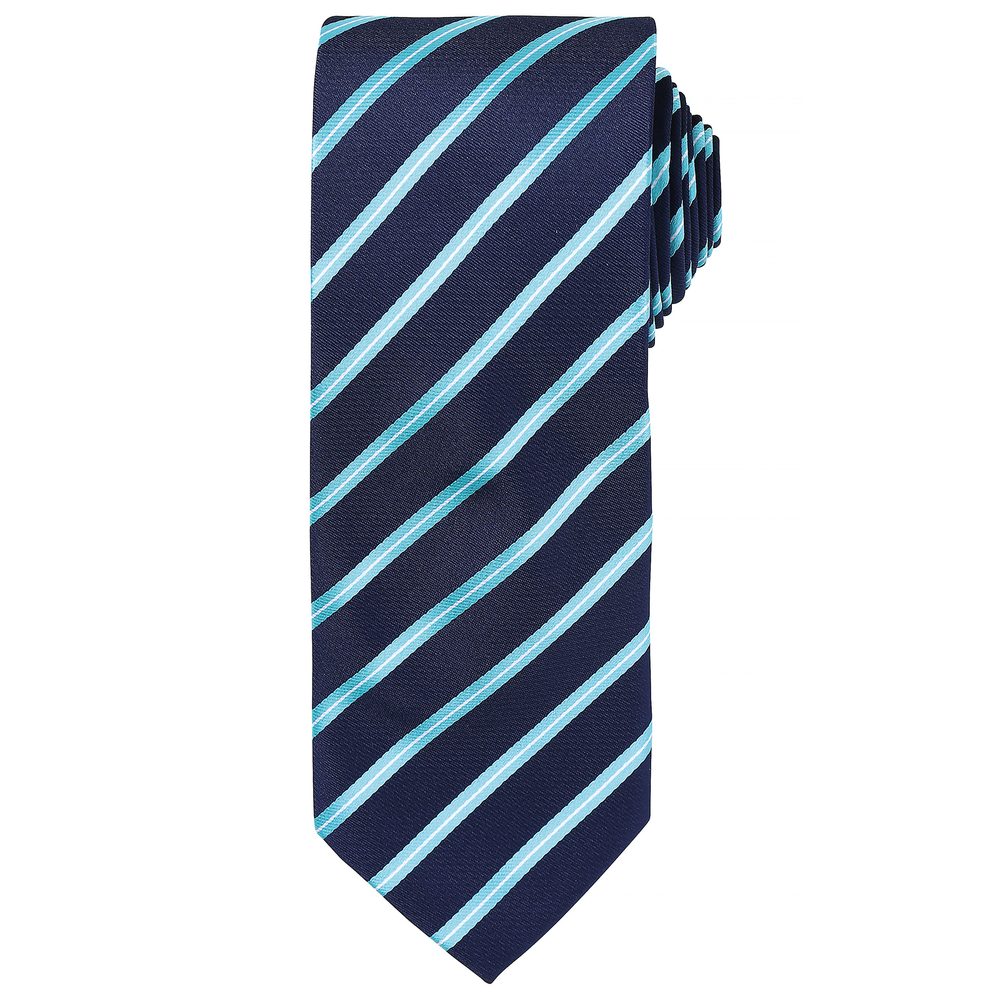 E-shop Premier Workwear Pásikavá kravata Sports Stripe # Tmavomodrá / tyrkysová