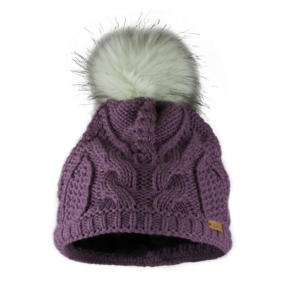 Bontis Dámska zimná čiapka s kožušinovým brmbolcom - Púdrovo fialková | uni