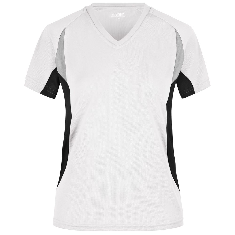 James & Nicholson Dámské funkční tričko s krátkým rukávem JN390 - Bílá / černá | XXL