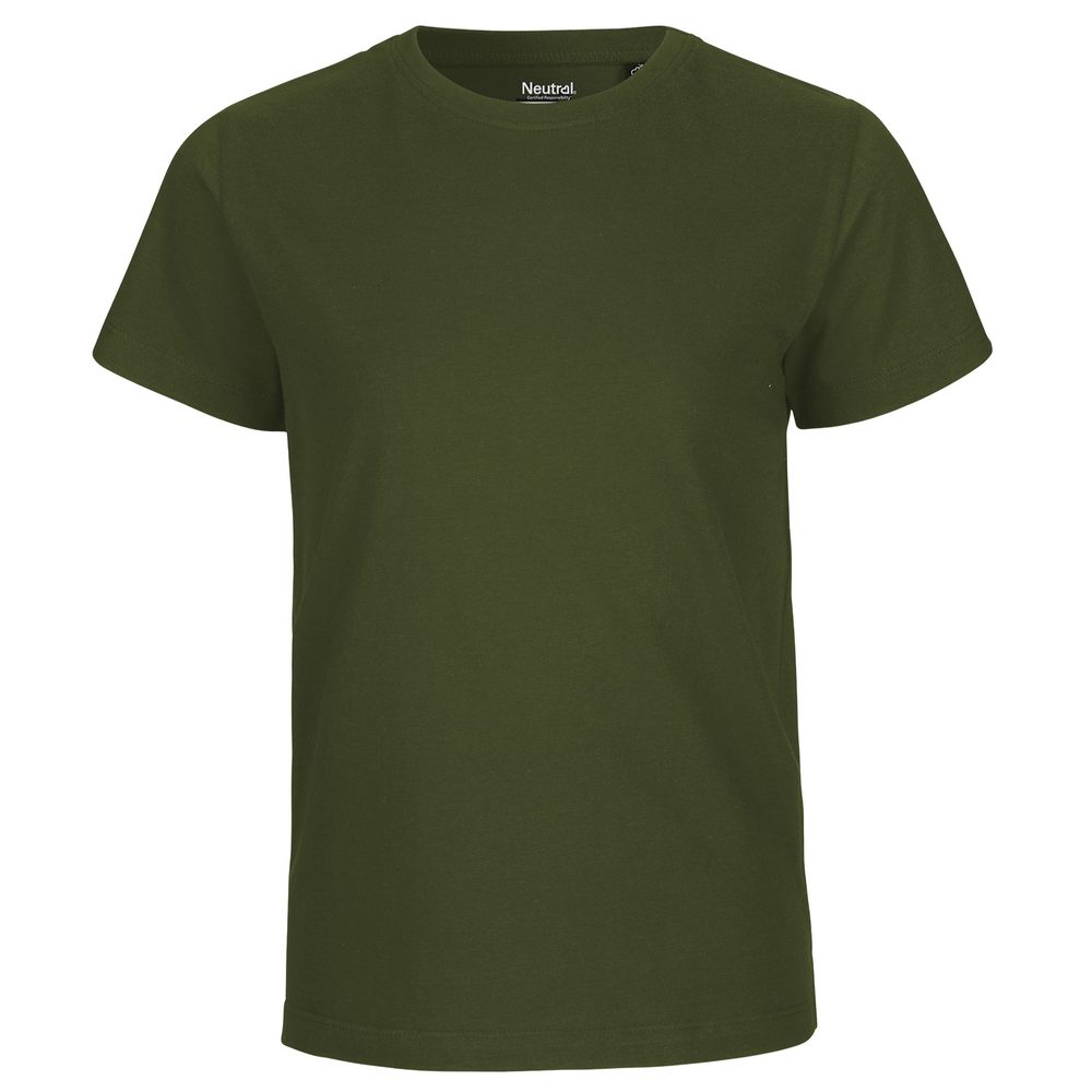 Neutral Dětské tričko s krátkým rukávem z organické Fairtrade bavlny - Military | 116/122