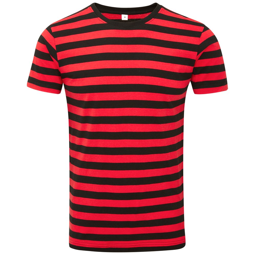 Levně Mantis Pánské pruhované tričko - Černá / červená