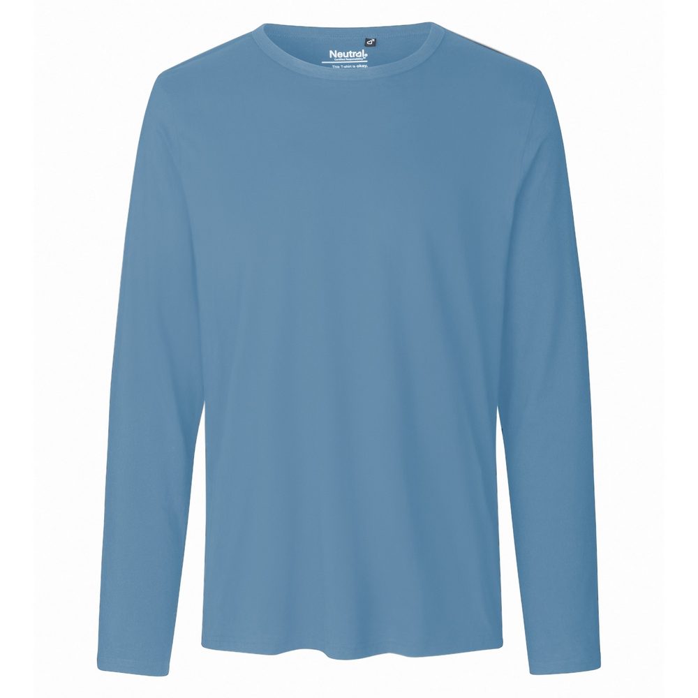 Neutral Pánské tričko s dlouhým rukávem z organické Fairtrade bavlny - Dusty indigo | XXL