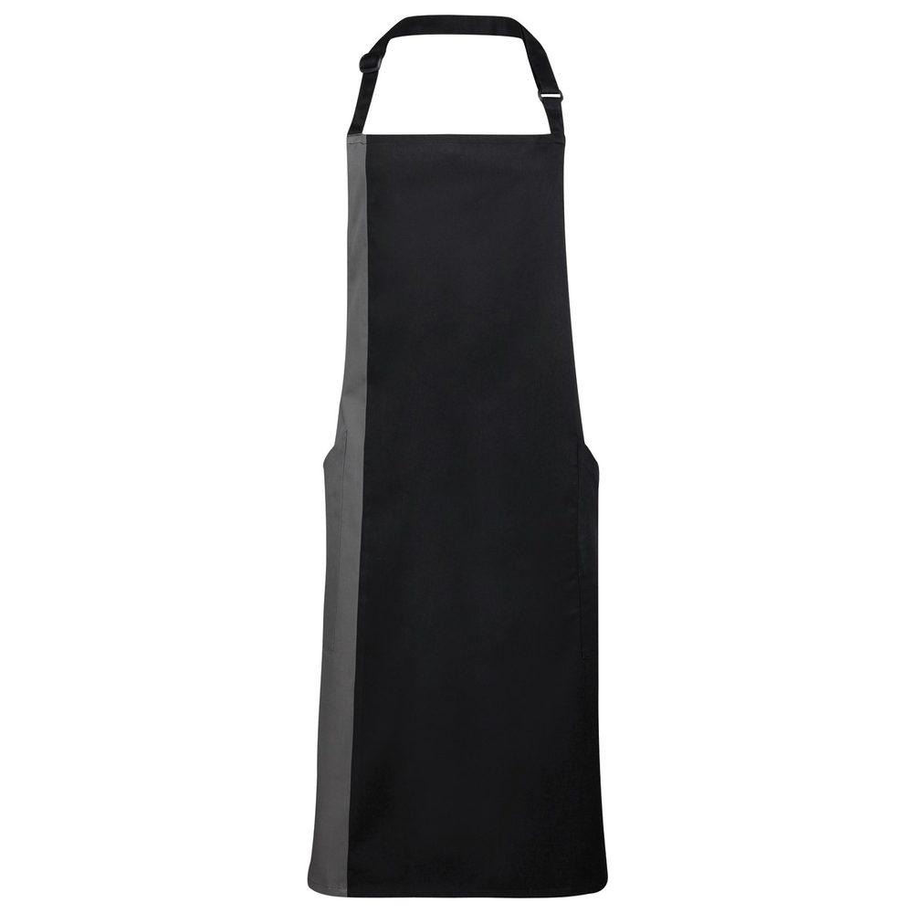 Premier Workwear Dvojfarebná kuchárska zástera s náprsenkou - Čierna / limetková