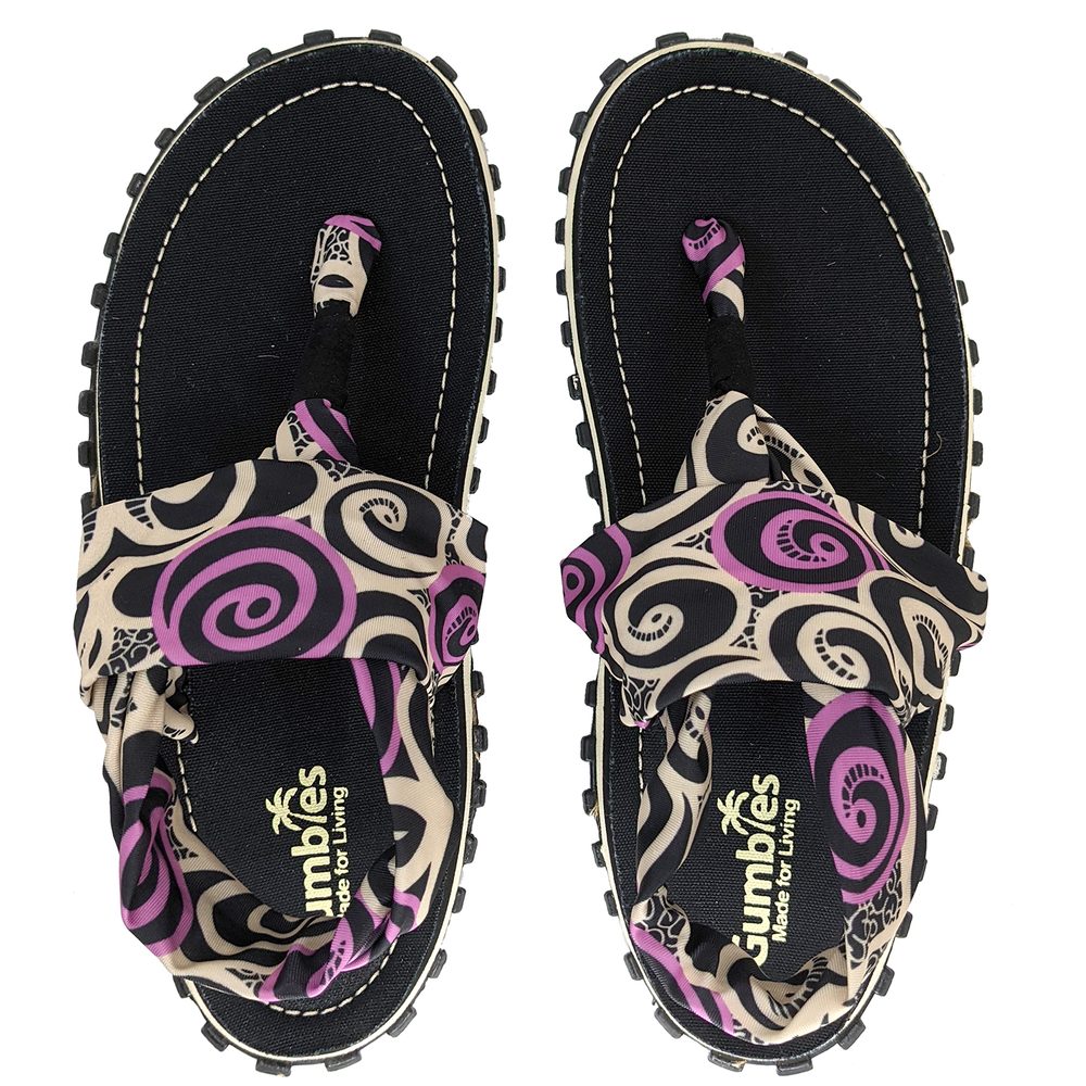 E-shop Gumbies Dámske sandále Gumbies Slingback # Čierna / biela / fialová