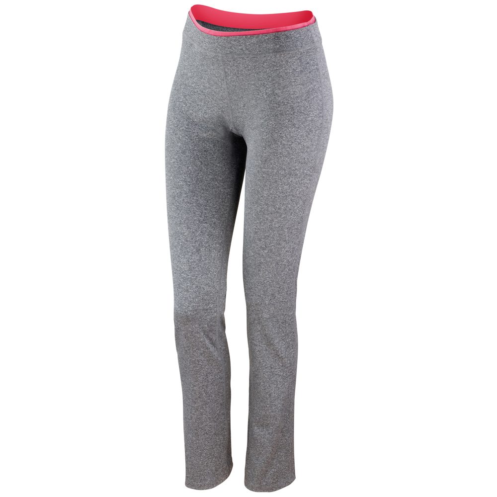 SPIRO Dámské fitness kalhoty - Šedý melír / korálová | L