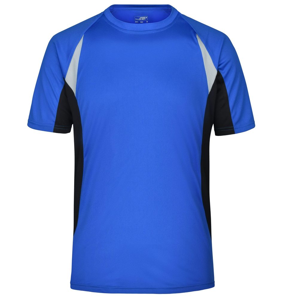 James & Nicholson Pánske funkčné tričko s krátkym rukávom JN391 - Kráľovská modrá / čierna | XL