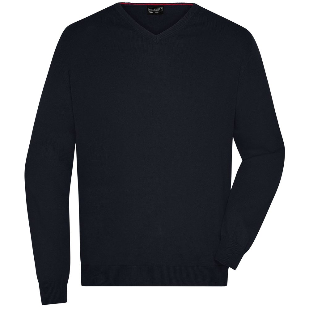 James & Nicholson Pánsky bavlnený sveter JN659 - Čierna | XXL