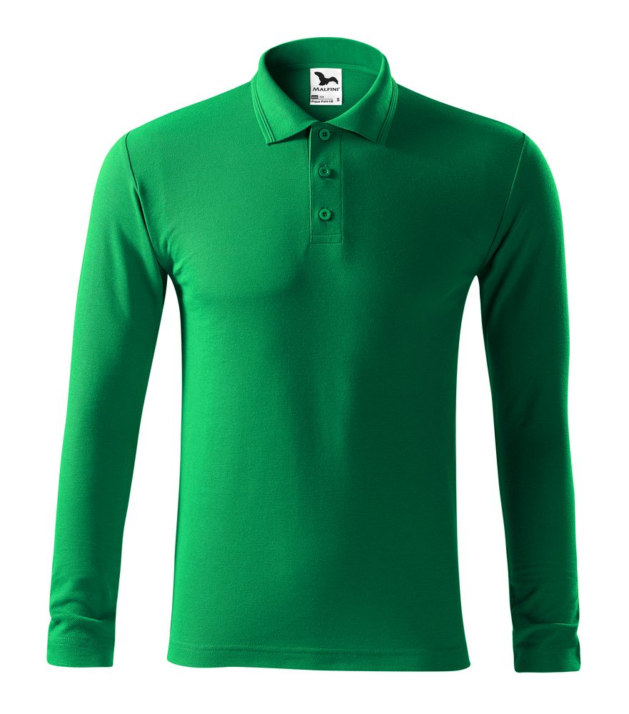 MALFINI Pánská polokošile s dlouhým rukávem Pique Polo LS - Středně zelená | XXL