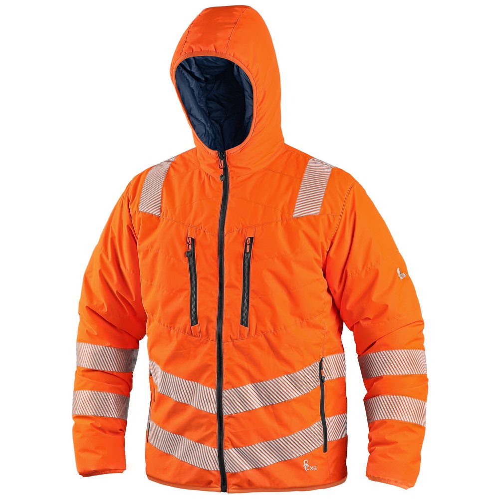 Canis (CXS) Pánska zimná obojstranná reflexná bunda CXS CHESTER - Oranžová / tmavomodrá | M
