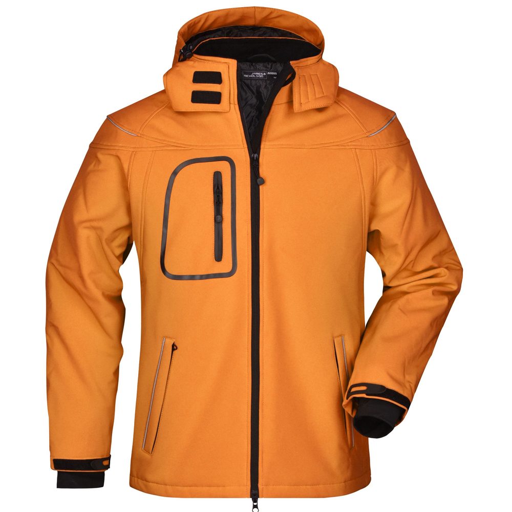 James & Nicholson Zimná pánska softshellová bunda JN1000 - Oranžová | XXL