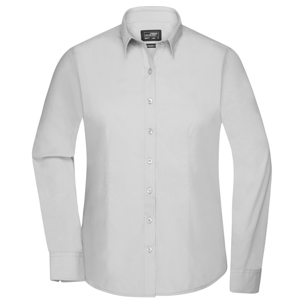 James & Nicholson Dámská košile s dlouhým rukávem JN677 - Světle šedá | XS