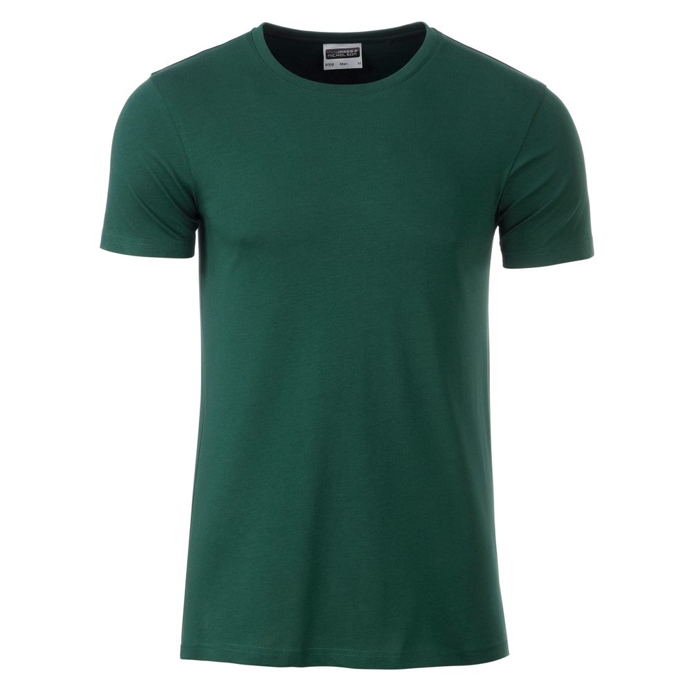 James & Nicholson Klasické pánské tričko z biobavlny 8008 - Tmavě zelená | XXL