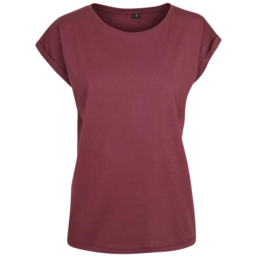 Build Your Brand Voľné dámske tričko s ohrnutými rukávmi - Cherry | S