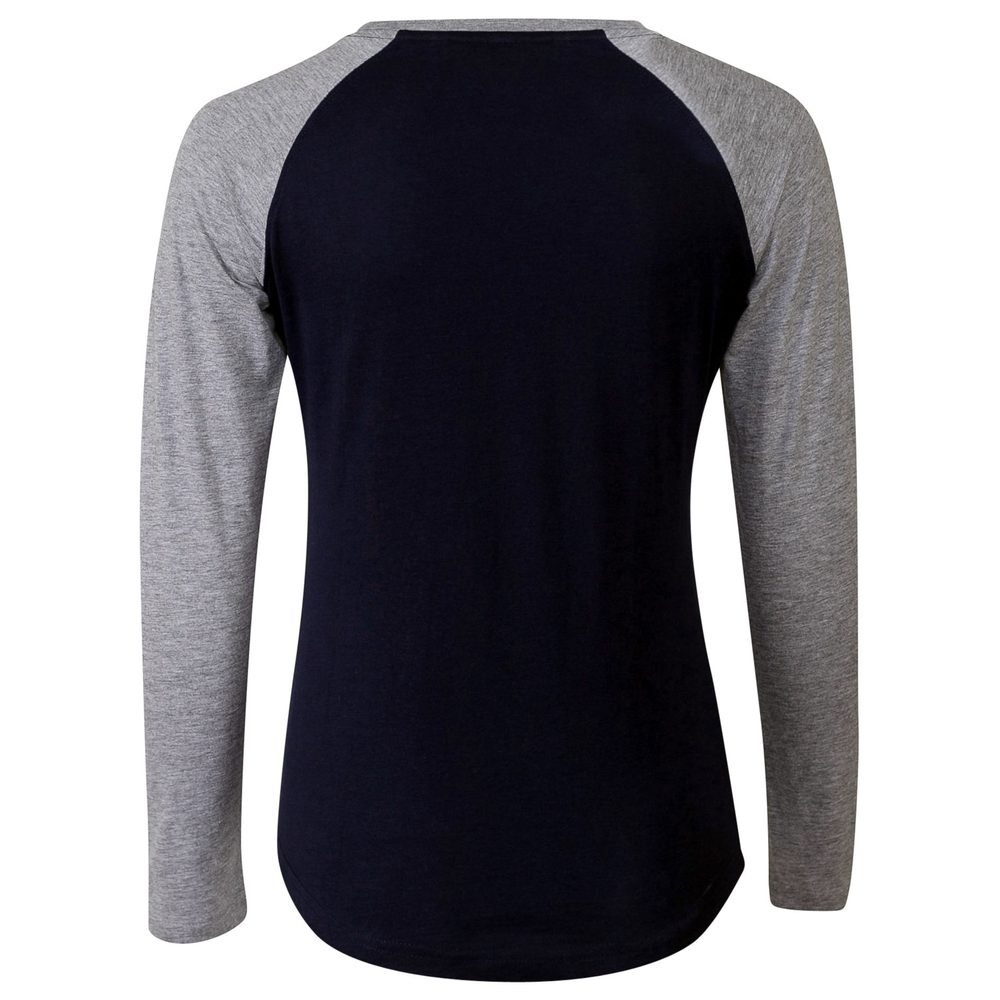 SF (Skinnifit) Dámske dvojfarebné tričko s dlhým rukávom - Biela / tmavomodrá | L