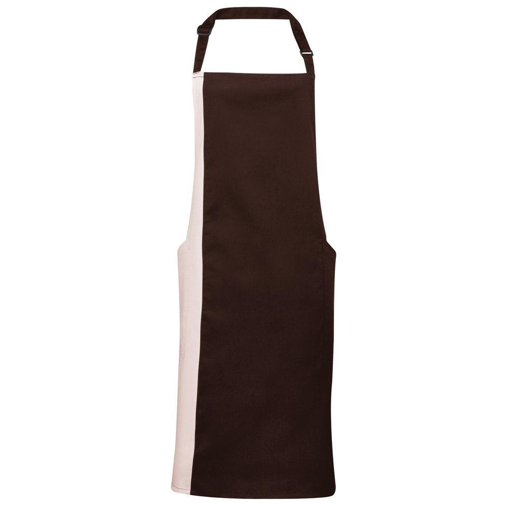 E-shop Premier Workwear Dvojfarebná kuchárska zástera s náprsenkou # Hnedá / natural