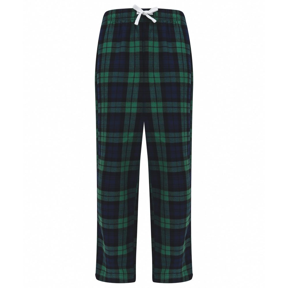 SF (Skinnifit) Detské flanelové pyžamové nohavice - Tmavomodrá / zelená | 7-8 rokov