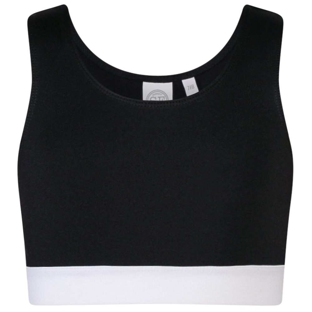 E-shop SF (Skinnifit) Dievčenský crop top s ramienkami # Čierna / biela # 11-12 rokov