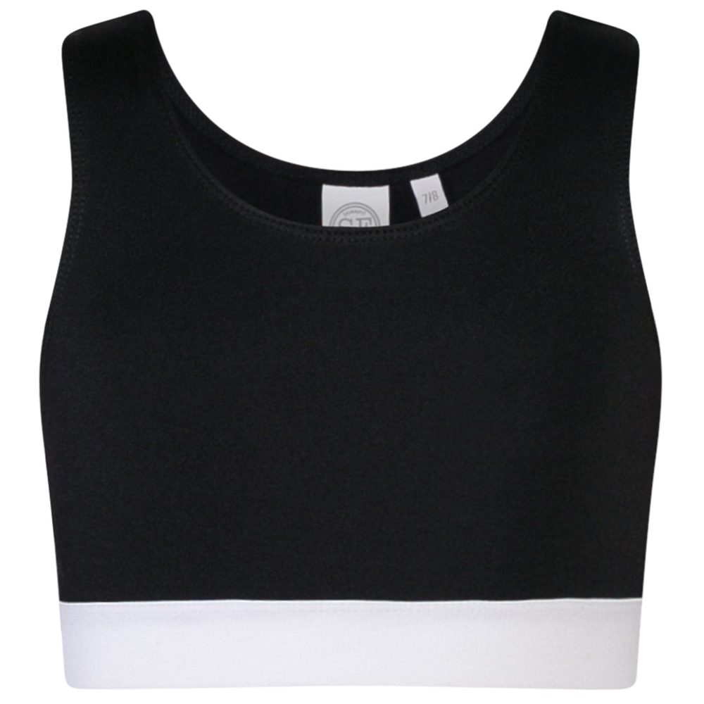 SF (Skinnifit) Dievčenský crop top s ramienkami - Čierna / biela | 7-8 rokov