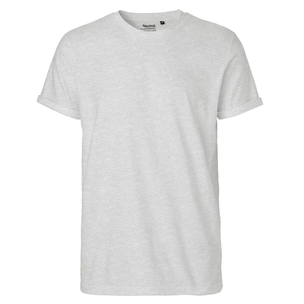 Neutral Pánské tričko s ohrnutými rukávy z organické Fairtrade bavlny - Popelavá | XL