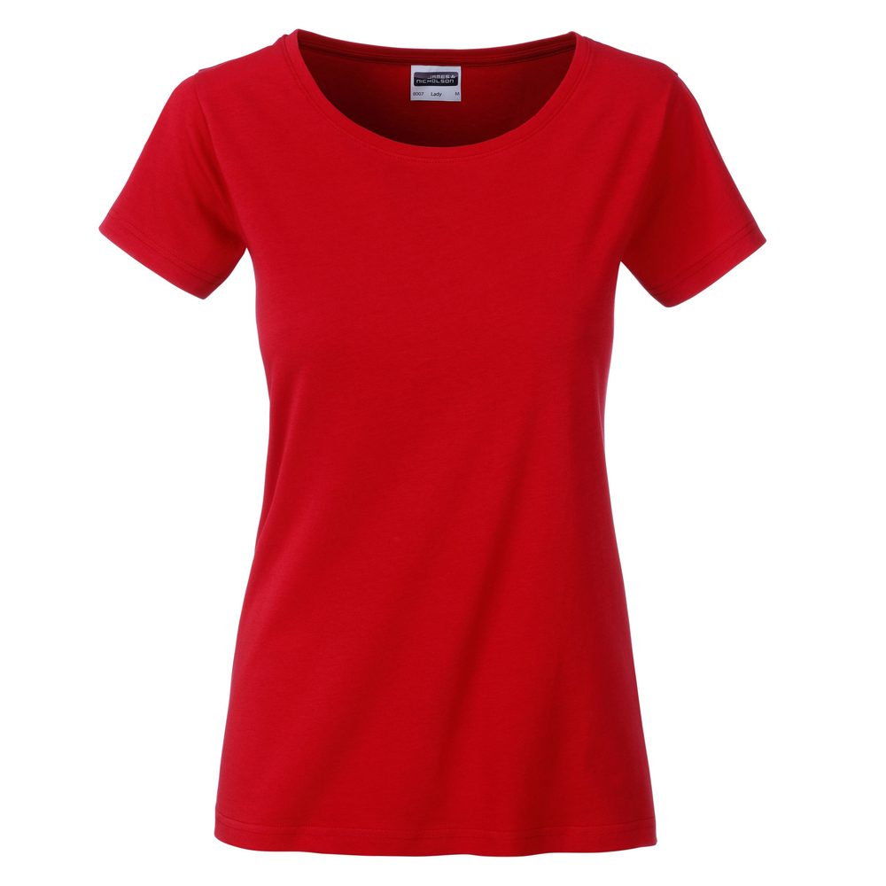 James & Nicholson Klasické dámské tričko z biobavlny 8007 - Červená | XL