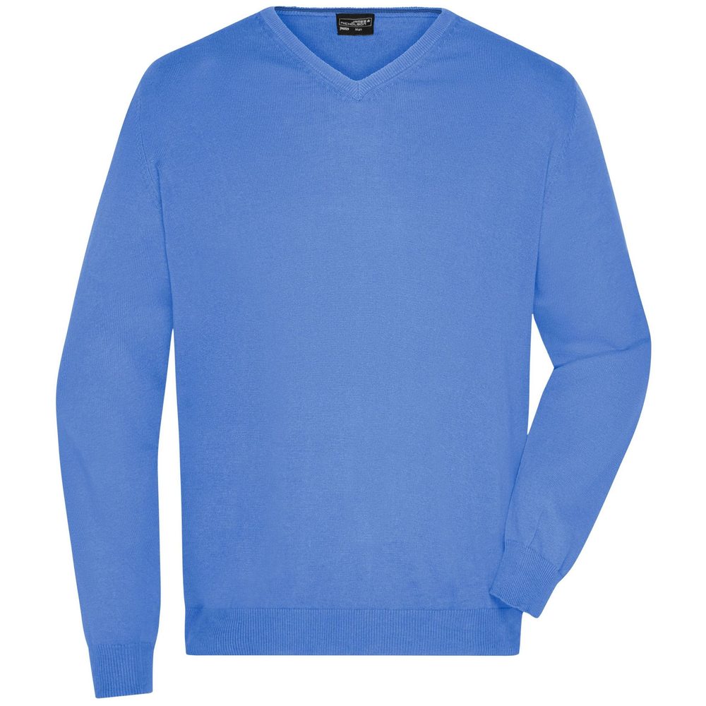 James & Nicholson Pánsky bavlnený sveter JN659 - Ľadovo modrá | XXXL