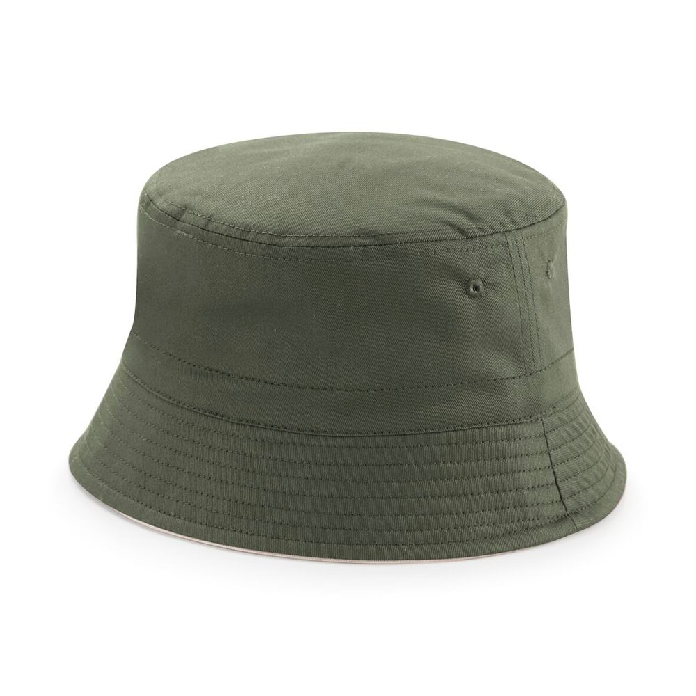 Beechfield Oboustranný bavlněný klobouk - Olivová / stone | S/M