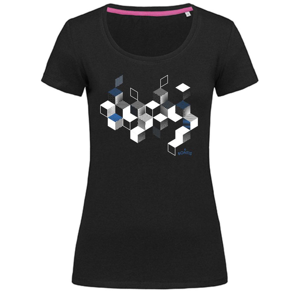 E-shop Bontis Dámske tričko CUBES # Čierna / modrá