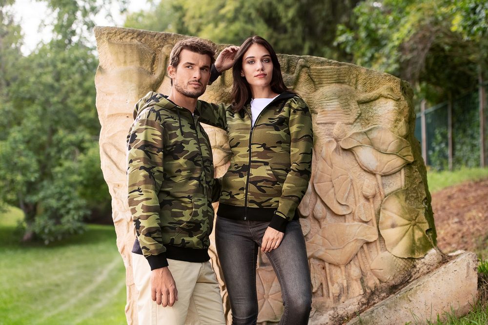 MALFINI Pánska mikina Camo Zipper - Maskáčová šedá | XXL