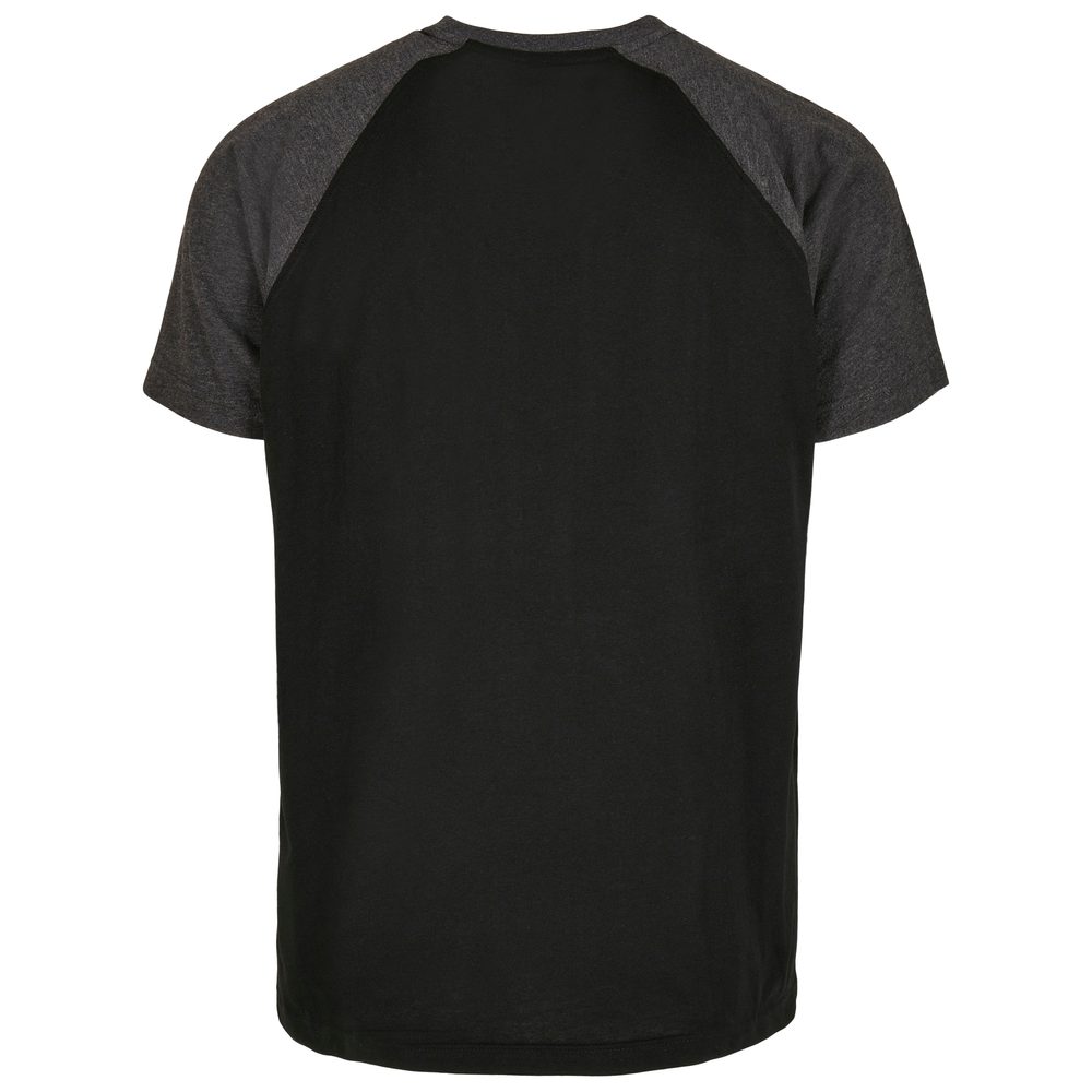 Build Your Brand Pánské dvoubarevné tričko s krátkým rukávem - Tmavě šedý melír / černá | L
