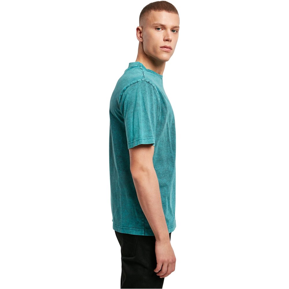 Build Your Brand Pánské tričko Acid Washed - Teal / černá | XXL