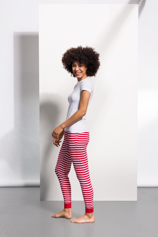 SF (Skinnifit) Dámské pyžamové kalhoty se vzorem - Šedý melír / bílá | S