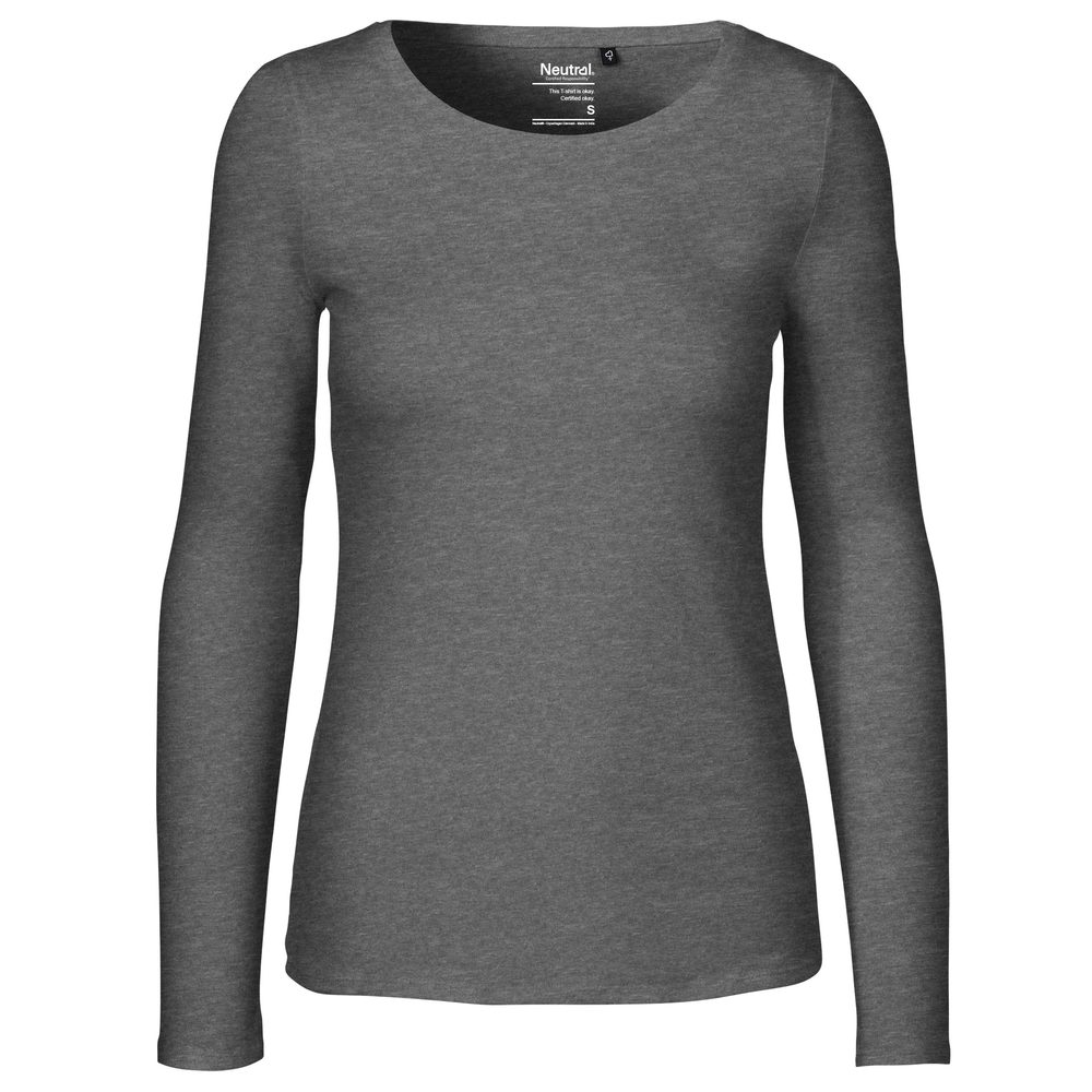 Neutral Dámske tričko s dlhým rukávom z organickej Fairtrade bavlny - Tmavý melír | XL