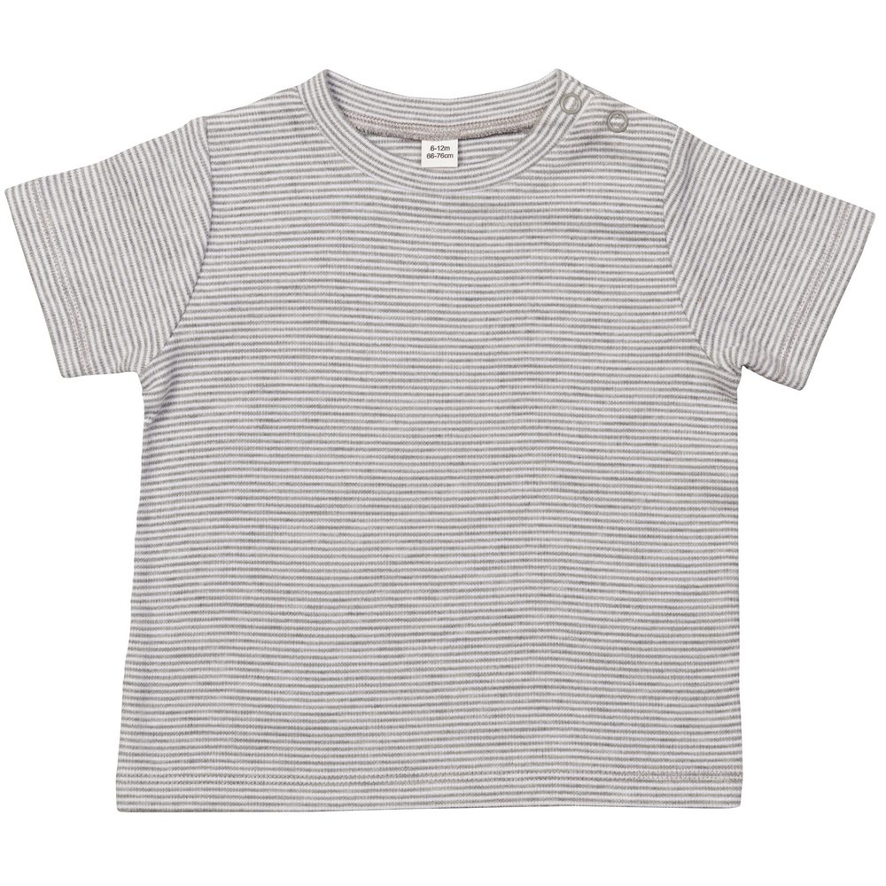 Značka Babybugz - Babybugz Pásikavé dojčenské tričko - Biela / šedý melír | 6-12 mesiacov