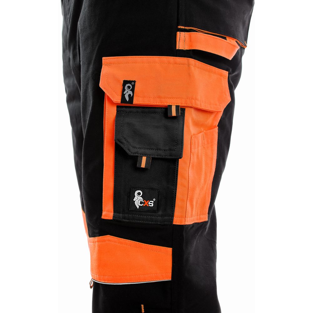 Canis (CXS) Pracovní kalhoty s laclem SIRIUS BRIGHTON - Černá / oranžová | 58