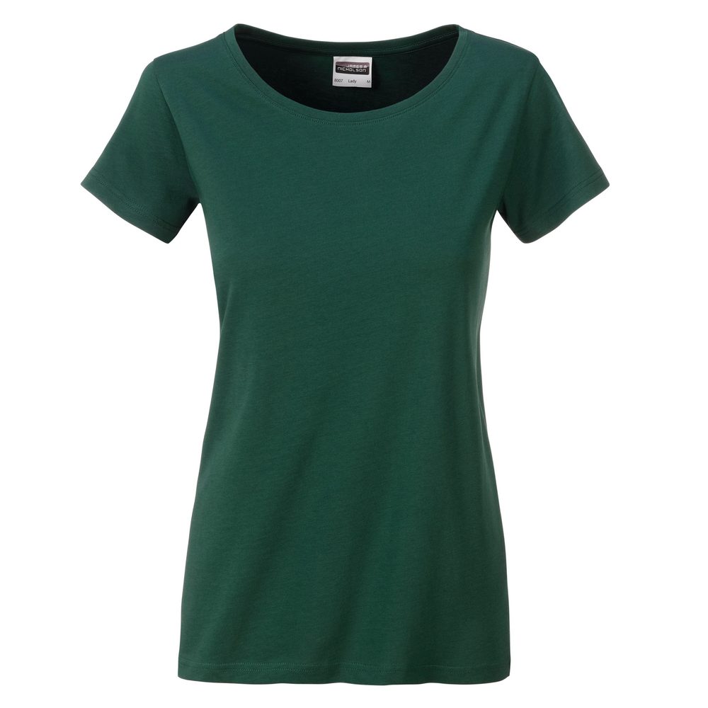 James & Nicholson Klasické dámské tričko z biobavlny 8007 - Tmavě zelená | XXL