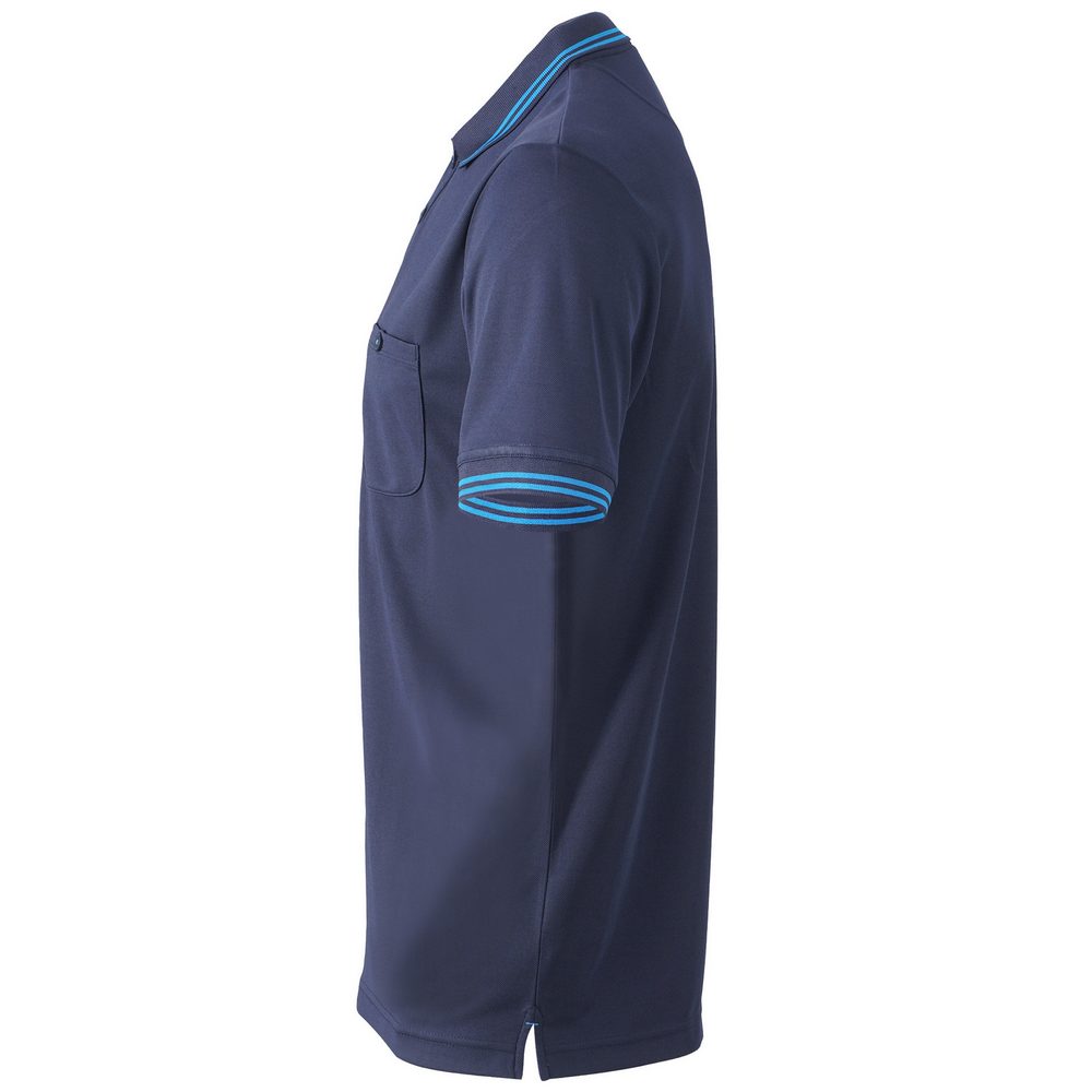 James & Nicholson Pánská sportovní polokošile JN702 - Tmavě modrá / aqua | L