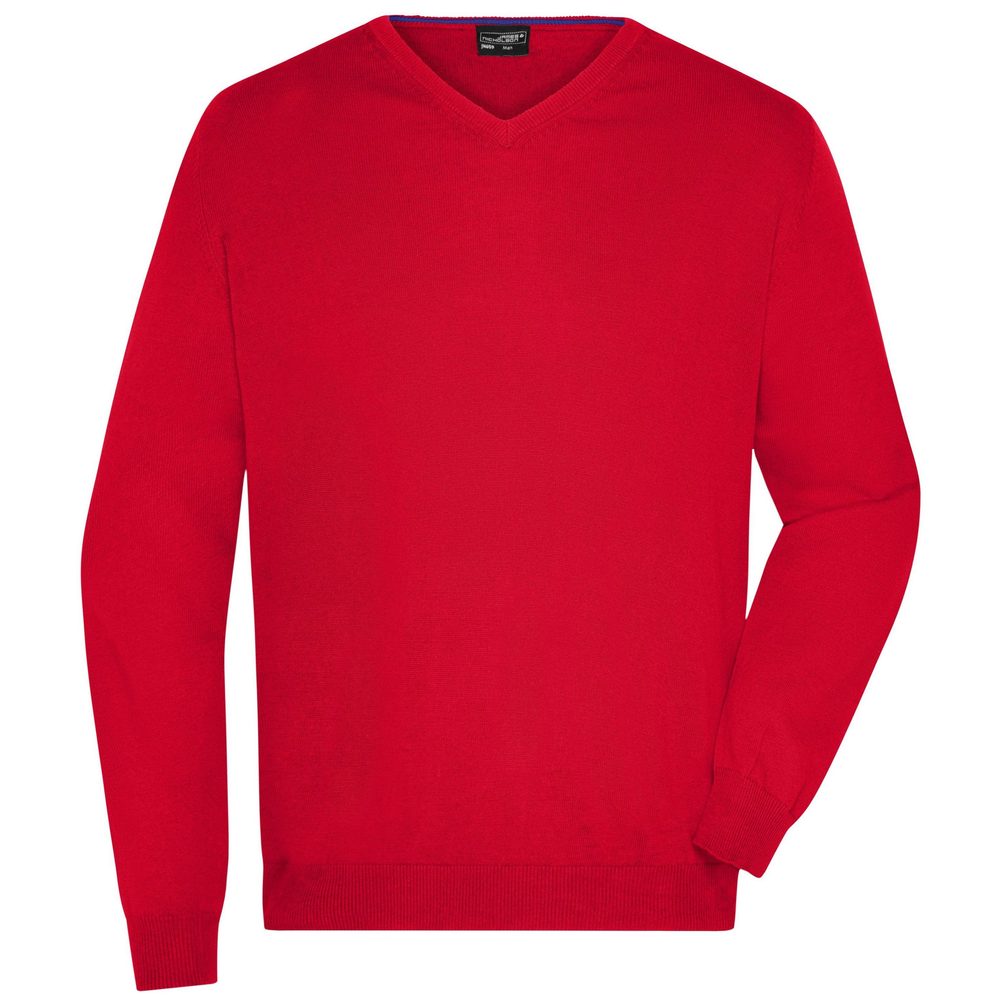 James & Nicholson Pánsky bavlnený sveter JN659 - Červená | XXXL