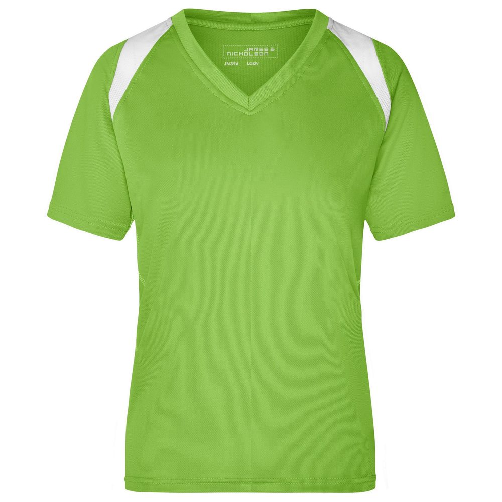 James & Nicholson Dámské běžecké tričko s krátkým rukávem JN396 - Limetkově zelená / bílá | S
