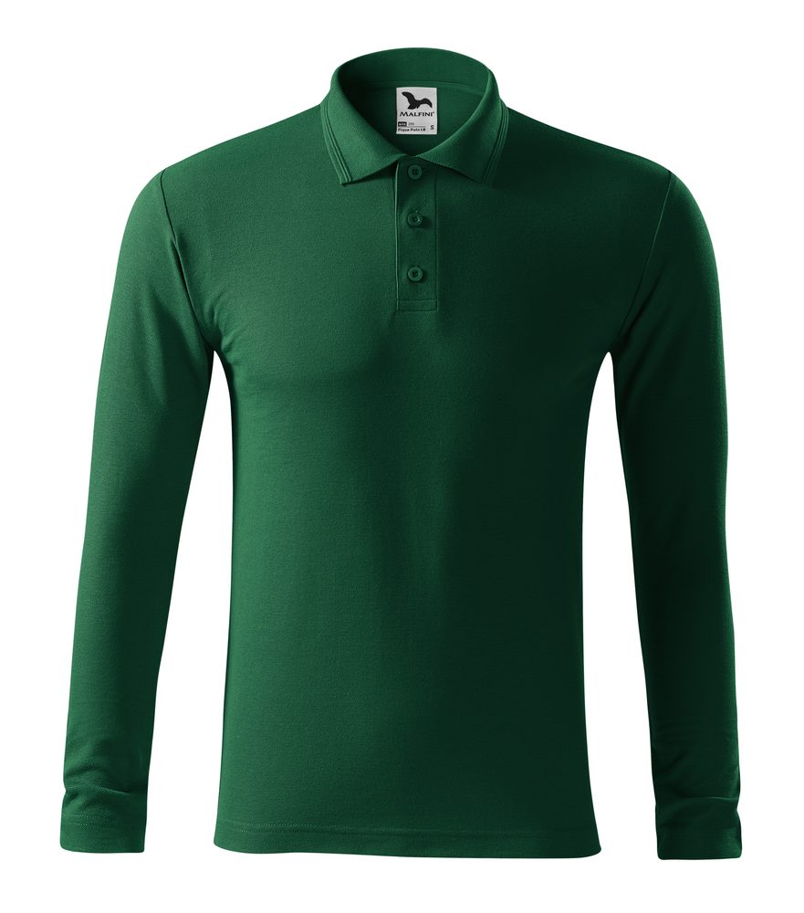 MALFINI Pánská polokošile s dlouhým rukávem Pique Polo LS - Lahvově zelená | L