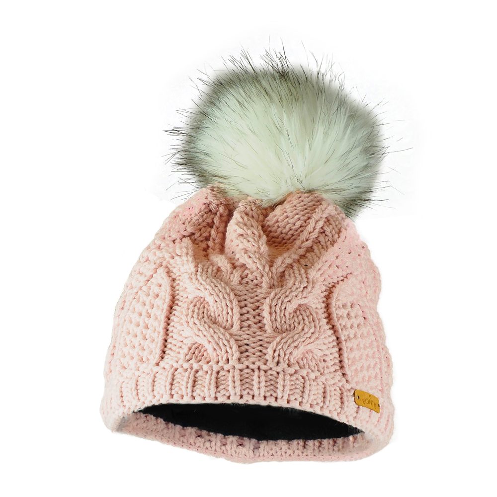 E-shop Bontis Dámska zimná čiapka s kožušinovým brmbolcomvětle pudrová # uni