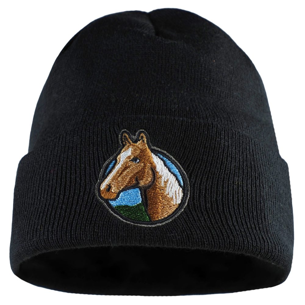 E-shop Bontis Pletená čiapka s výšivkou Kôň # Čierna