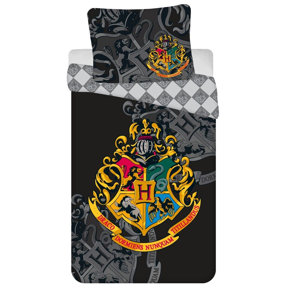 Jerry Fabrics Povlečení Harry Potter - Černá / šedá | 140 x 200 cm / 70 x 90 cm