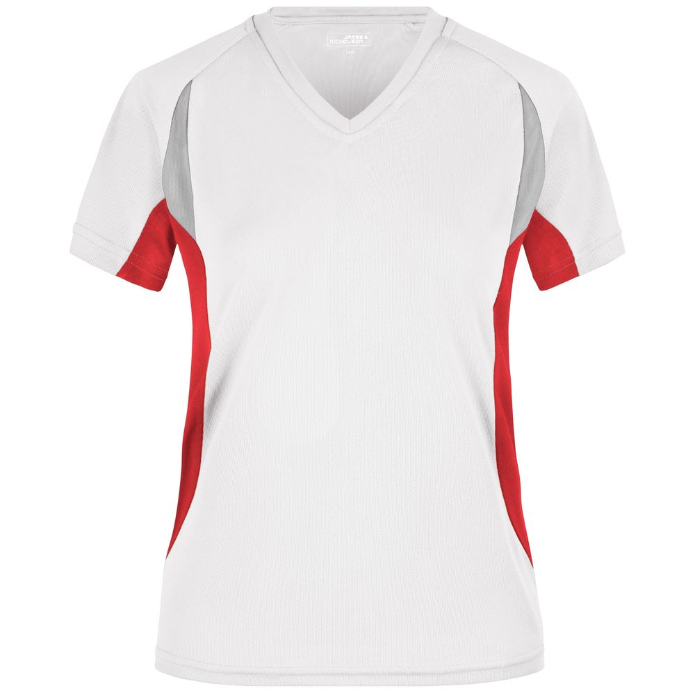 James & Nicholson Dámské funkční tričko s krátkým rukávem JN390 - Bílá / červená | S