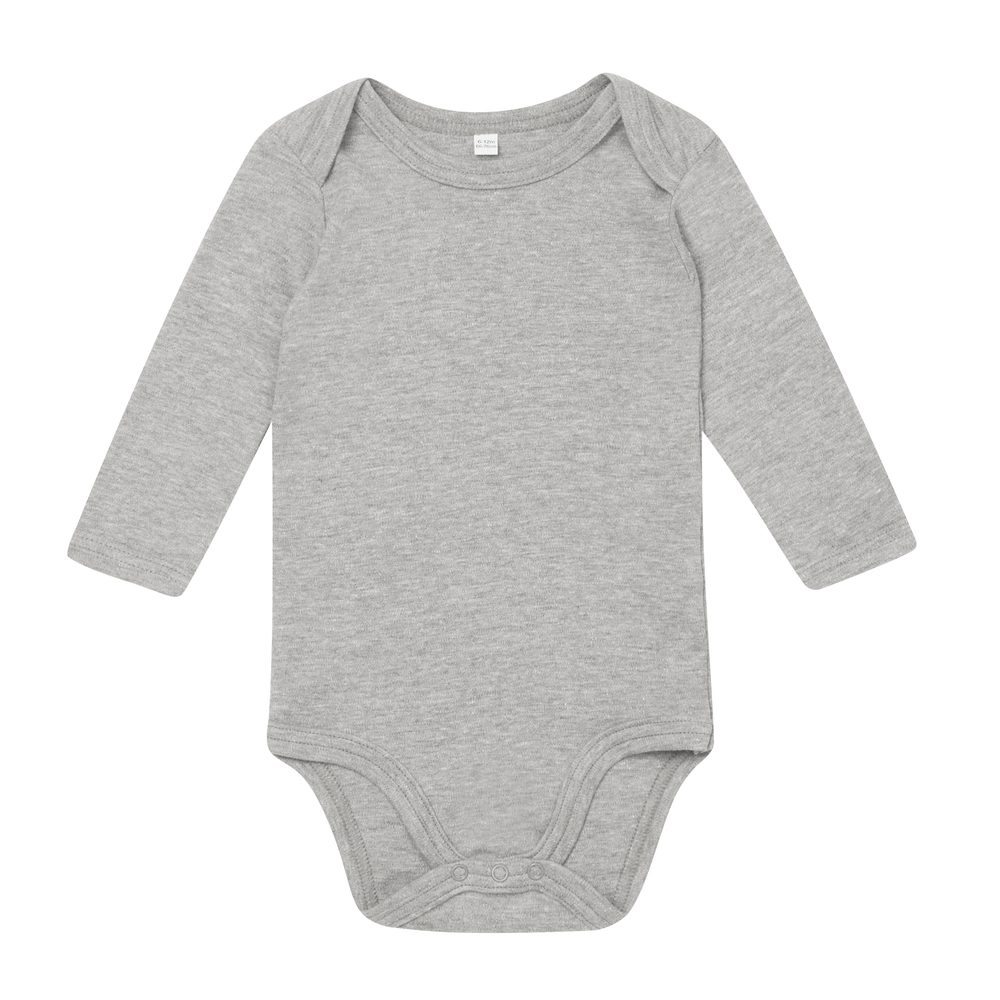 Babybugz Dojčenské body s dlhým rukávom - Šedý melír | 0-3 mesiacov