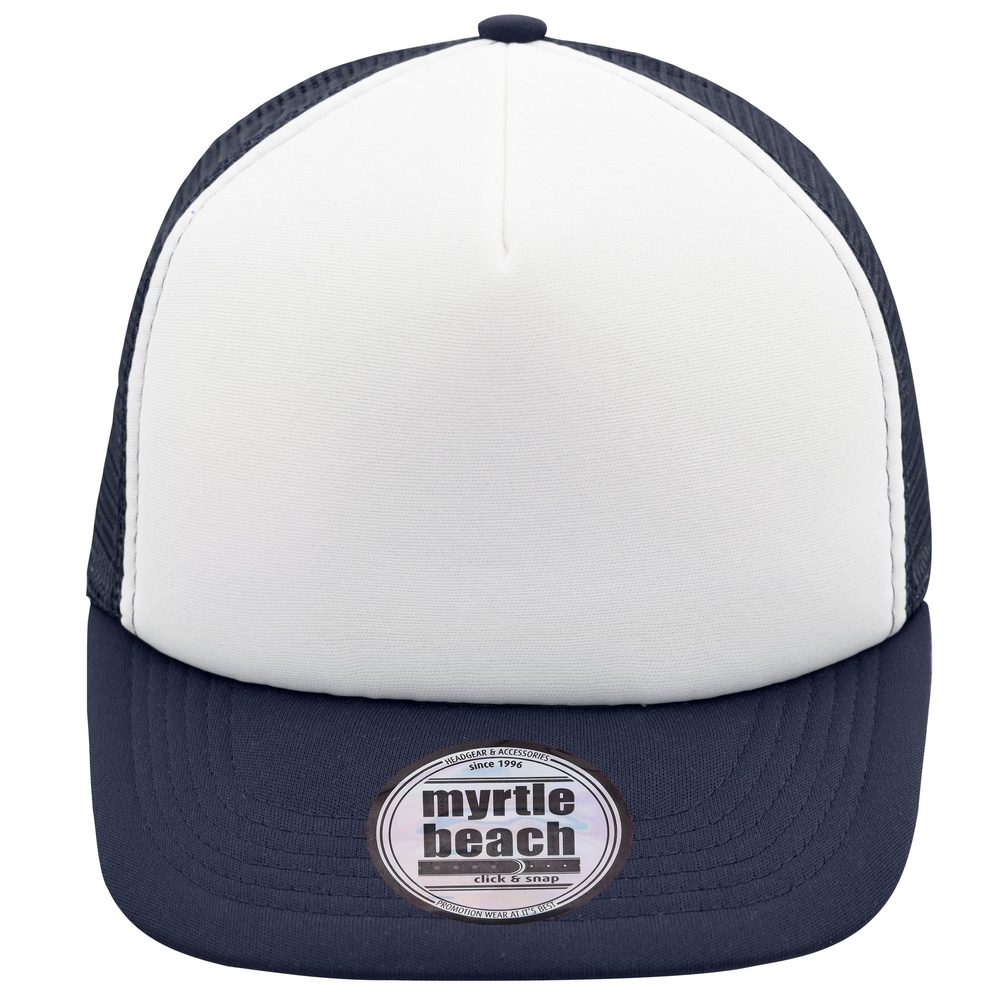 Myrtle Beach Šiltovka trucker s rovným šiltom MB6207 - Biela / tmavomodrá