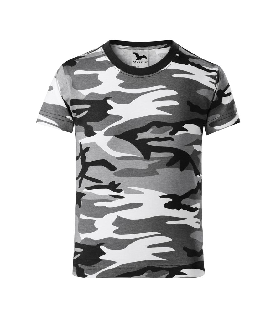 MALFINI Dětské maskáčové tričko Camouflage - Maskáčová šedá | 134 cm (8 let)
