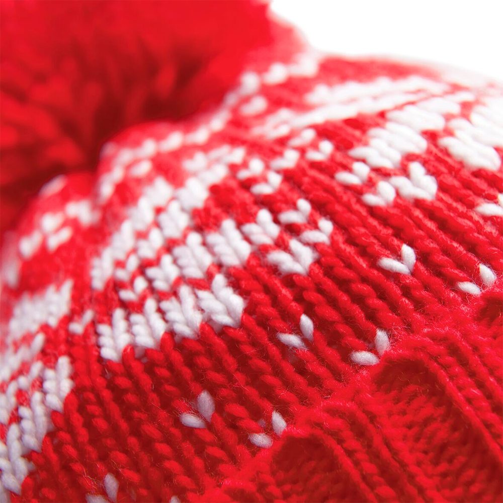Beechfield Zimná čiapka s nórskym vzorom Fair Isle Snowstar - Červená / biela