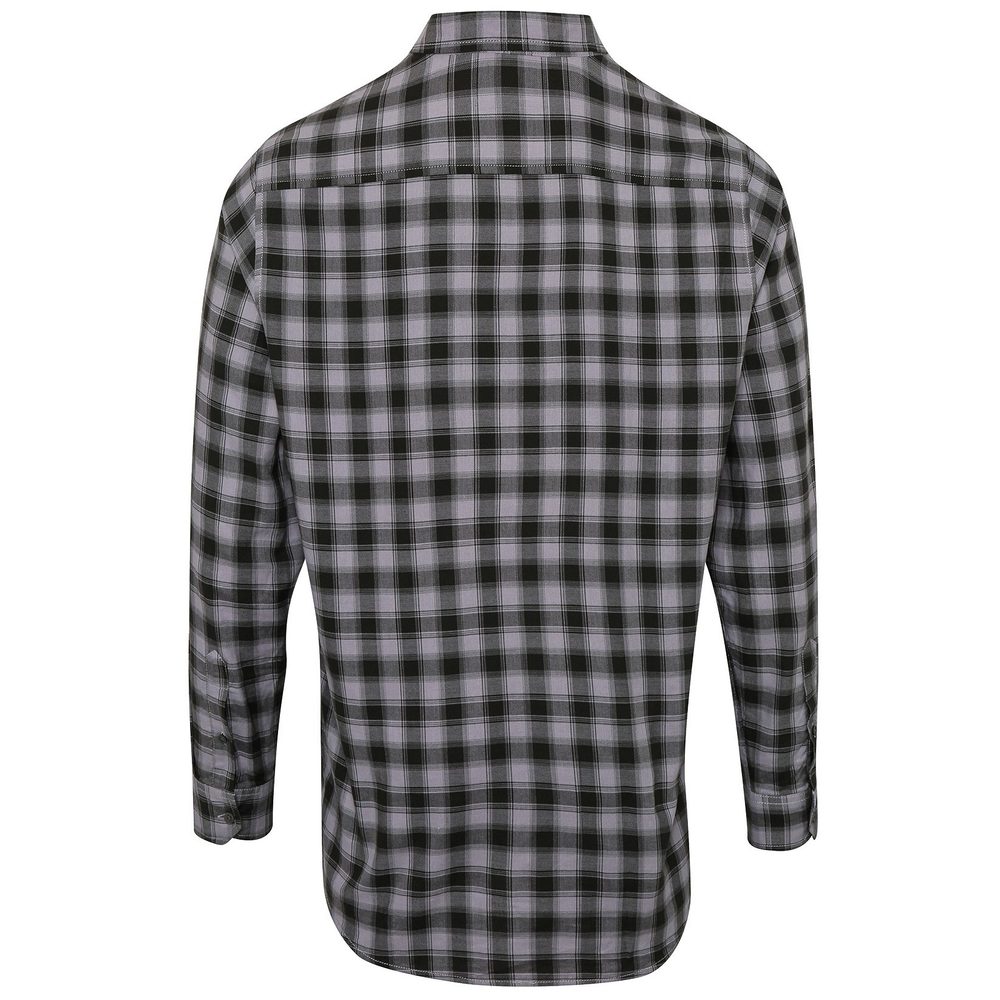 Premier Workwear Pánska bavlnená károvaná košeľa - Biela / tmavomodrá | XXL