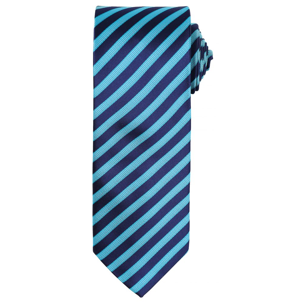 Levně Premier Workwear Kravata s dvojitým proužkem - Tyrkysová / tmavě modrá