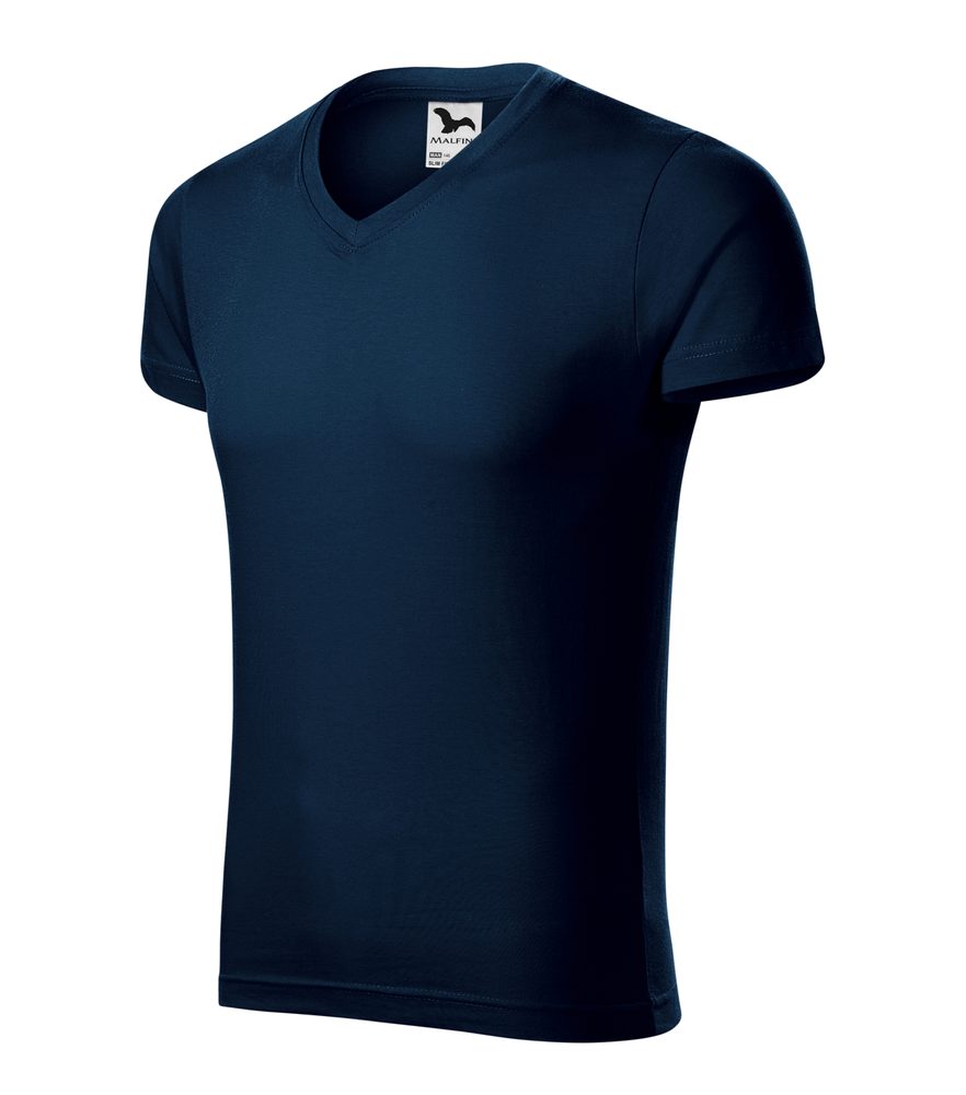 MALFINI Pánske tričko Slim Fit V-neck - Čierna | M